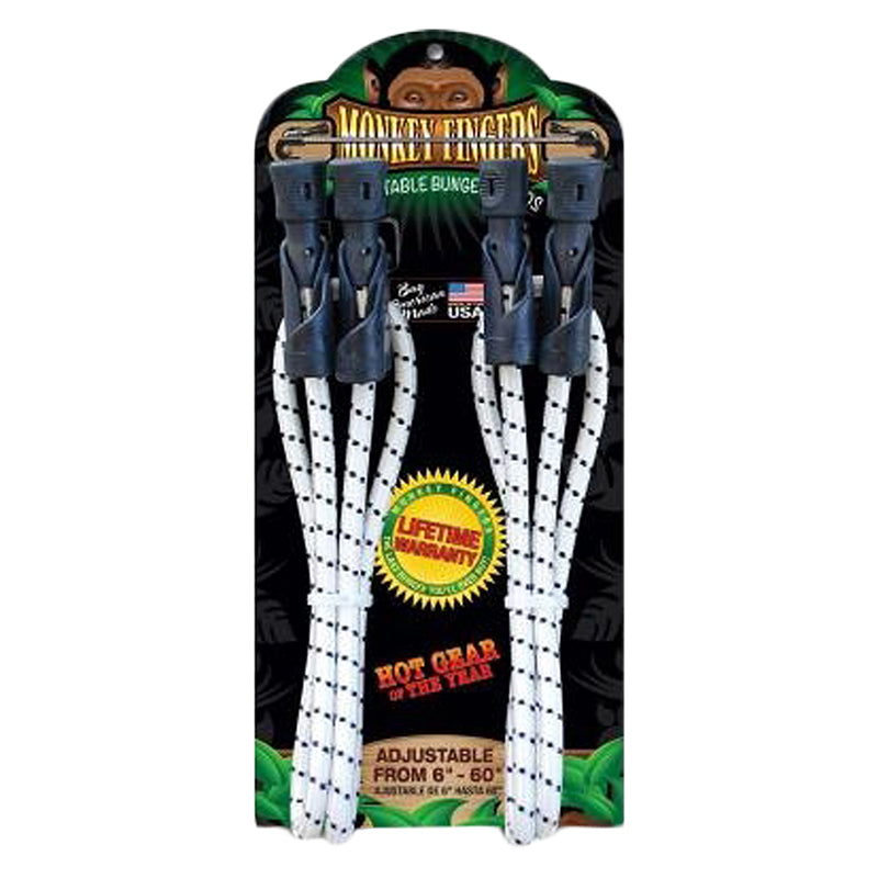 BUNGEE CORD MONKEY FINGERS DURA PLASTIC 6-60in ADJUSTABLE DOUBLE PACK BK